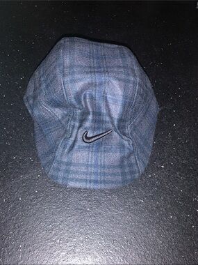 Nike Blue Plaid Cap with Embroidered Swoosh